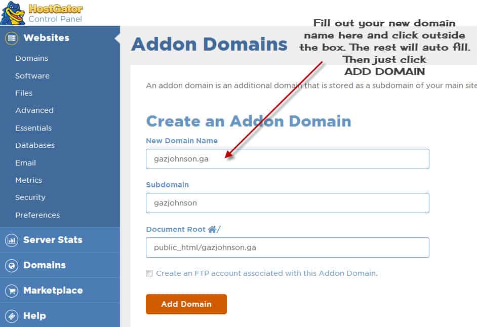 Add On Domain Set Up In Cpanel